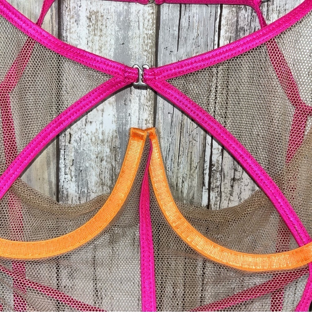 NWT Mapale Neon Candy Mesh Babydoll Lingerie - Picture 7 of 8